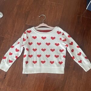 White and Red Heart Pattern Sweater (Not sure size)